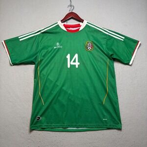 Vintage Mexico Soccer Jersey Mens XL Green Chicharito 14 90s FMF Football Shirt
